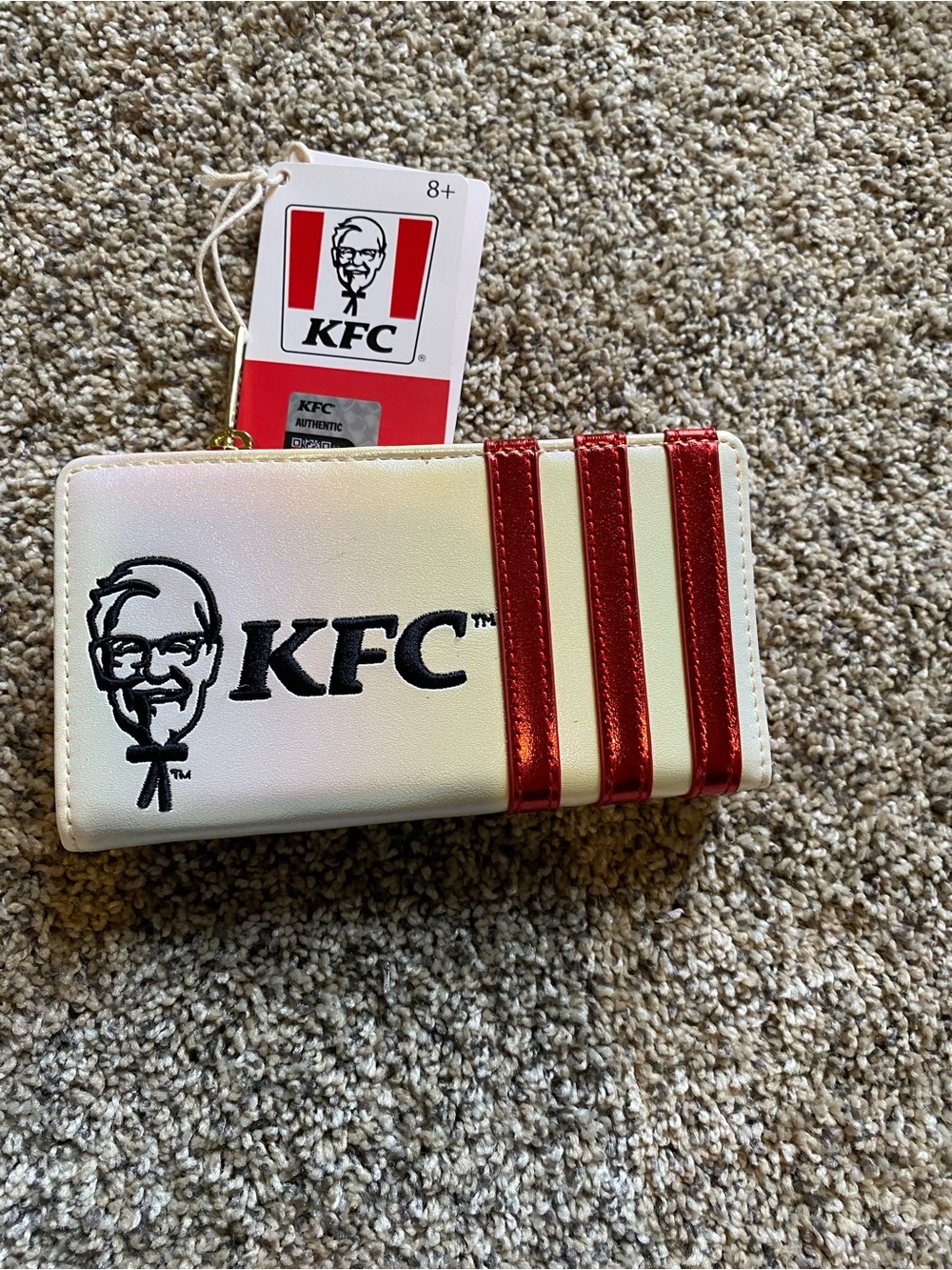Loungefly KFC White Wallet with Red Stripe Accents
